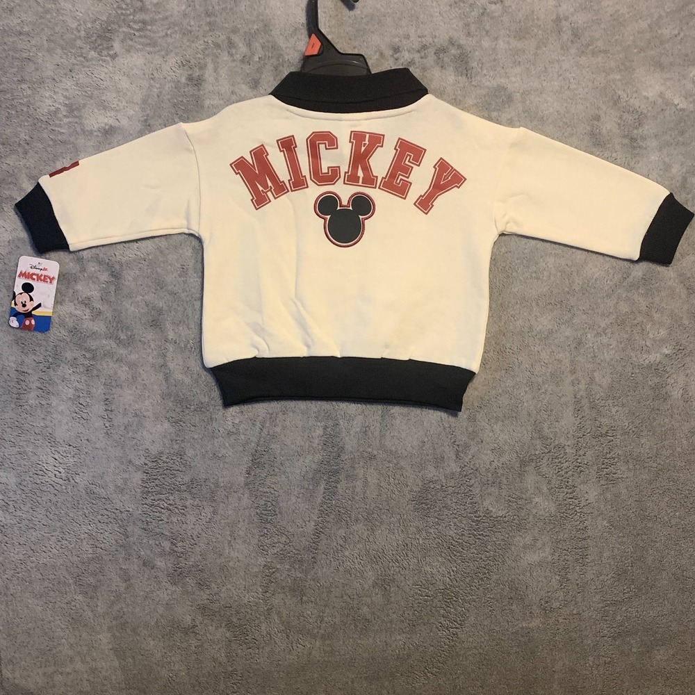 Disney Mickey Mouse Toddler 2T Rugby Sweatshirt 28 Off White Collared NWT - Picture 3 of 7
